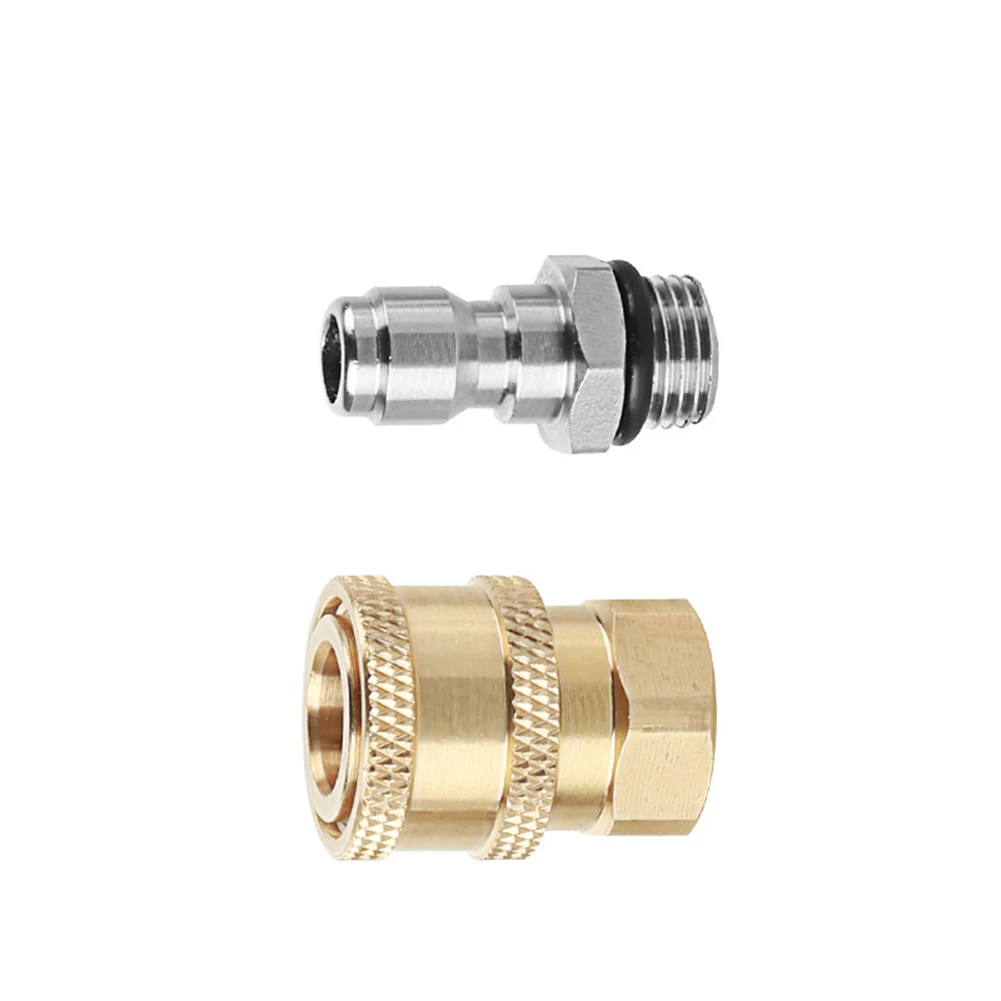 

High Pressure Washer Water Gun Jet 1/4 inch Stainless SteelQuick Connector+M14x1.5mm Brass Connector Sprinklerfor Snow Foam Pot