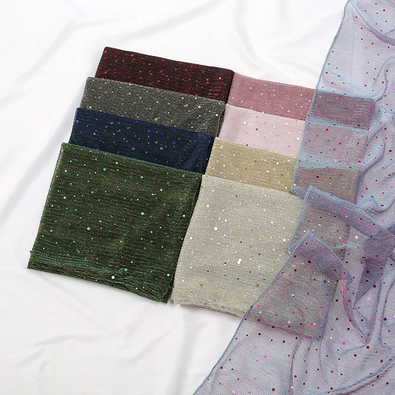 

New Fashion Lurex Glitter Shimmer Dot Polyester Scarf Shawl High Quality Sparking Thin Wrap Pashmina Stole Bufandas Muslim Hijab
