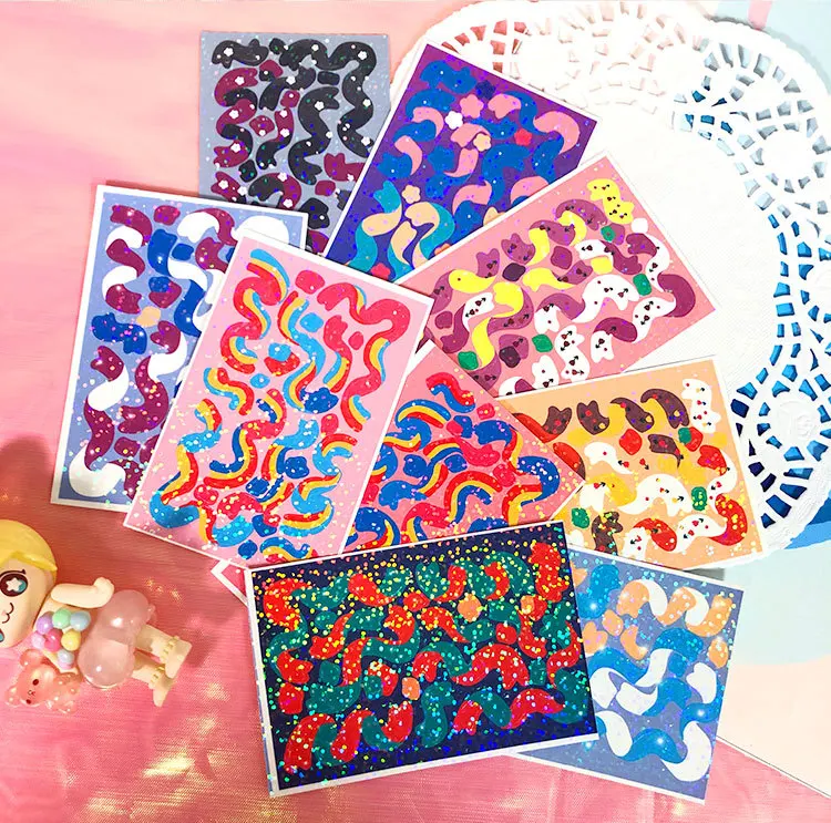 

1pcs New Ribbon Series Laser Ribbon Sticker Star Chasing Small Card Sparkling Ribbon Decorative Sticker