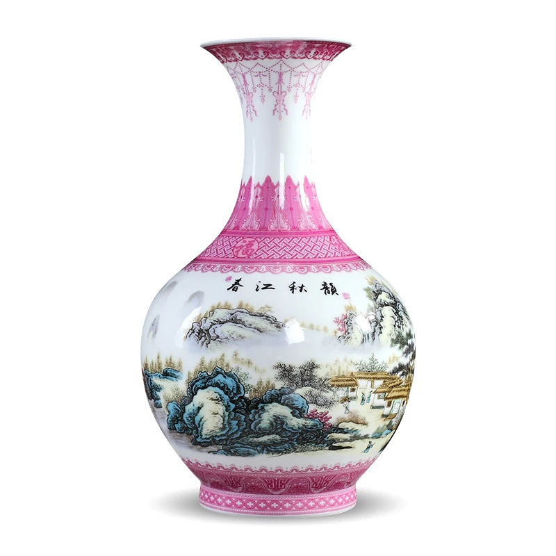 

Розовые декоративные вазы Цзиндэчжэнь керамические домашние украшения для гостиной Цветочная композиция офисная Настольная Ваза