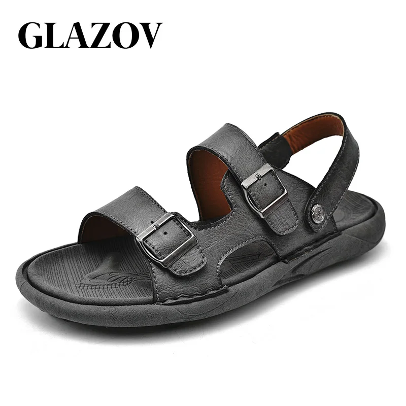 

Summer Men Top Layer Cowhide Leather Sandals Men Breathability Casual Sandals Anti Slip Outdoor Beach Shoes Sandale Men Sandals