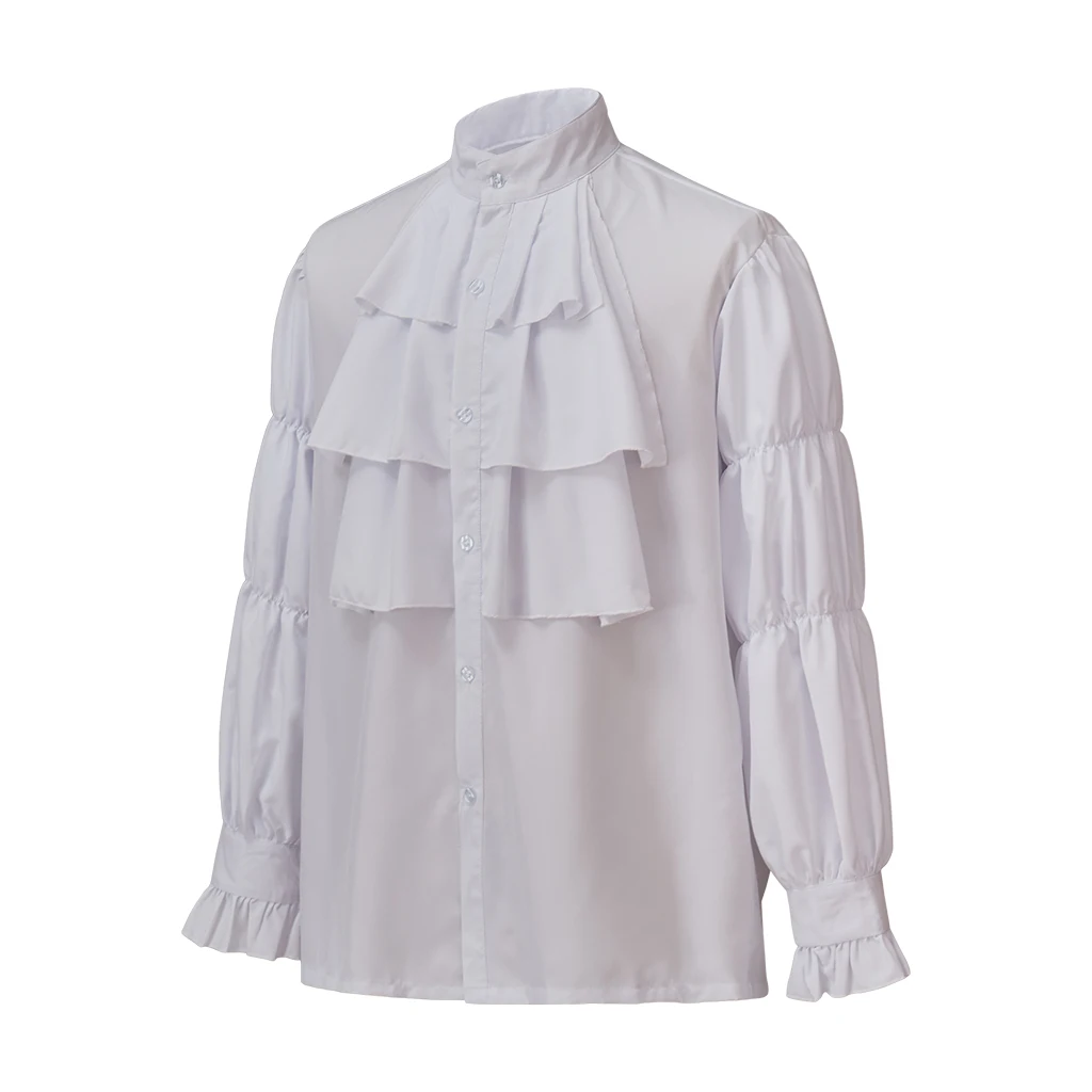 In Shock Seinfeld Косплей Мужская белая рубашка Костюм капитана Джека Воробей Рубашка