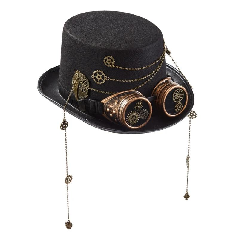 

Party Performance Hat Top Hat Gear Chain Goggles Steampunk Hat for Halloween