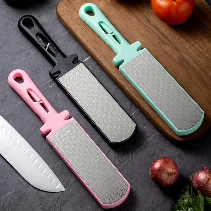 

Двухсторонняя точилка для ножей, точильный камень для ножей, многоцелевой точильный камень для ножей с позицией заточки ножниц, кухонный инструмент