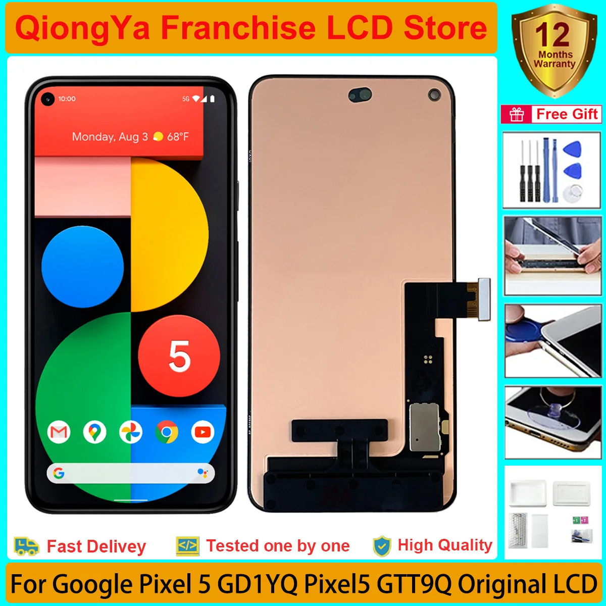

Tested New 6.0" Original AMOLED pixel 5 Display For Google Pixel 5 GD1YQ Pixel5 GTT9Q LCD and Touch Screen Digitizer Assembly