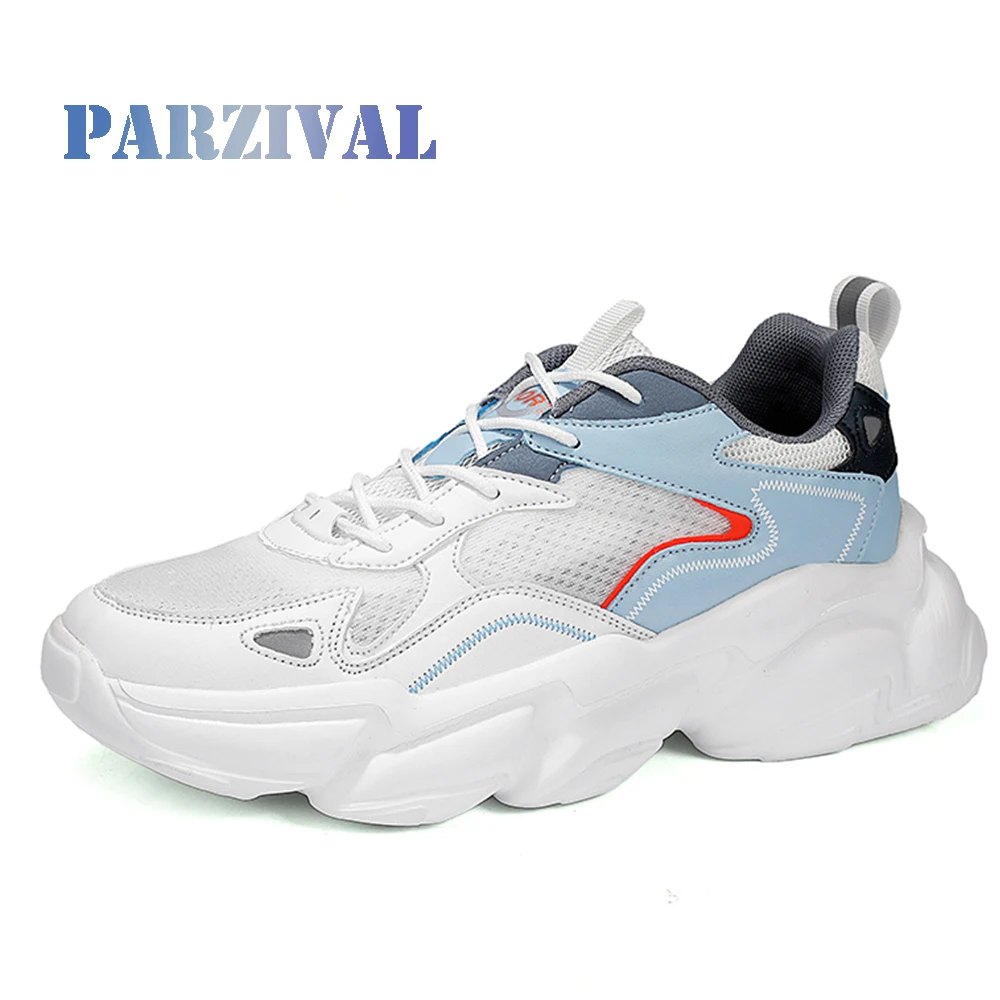 

PARZIVAL Men Casual Sneaker Running Shoes Comfortable Male 2023 White Trainers Autumn New Mesh Soft Sports Clunky Sneaker