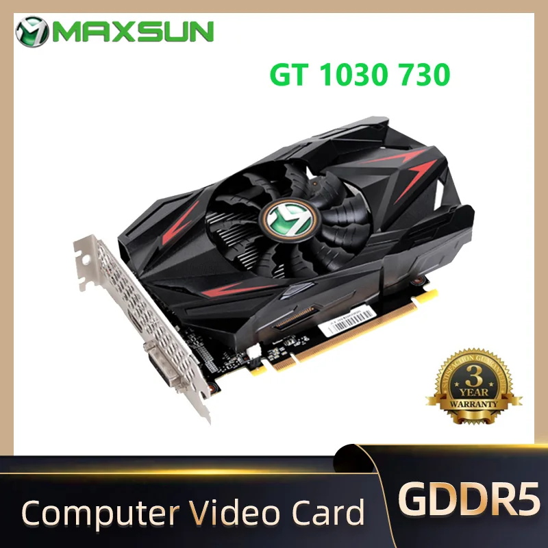 

MAXSUN GT 1030 730 2G Graphic Card GDDR5 DDR4 Nvidia GPU Desktop Video Card Gaming DVI VGA PWB Intelligent Temperature Control