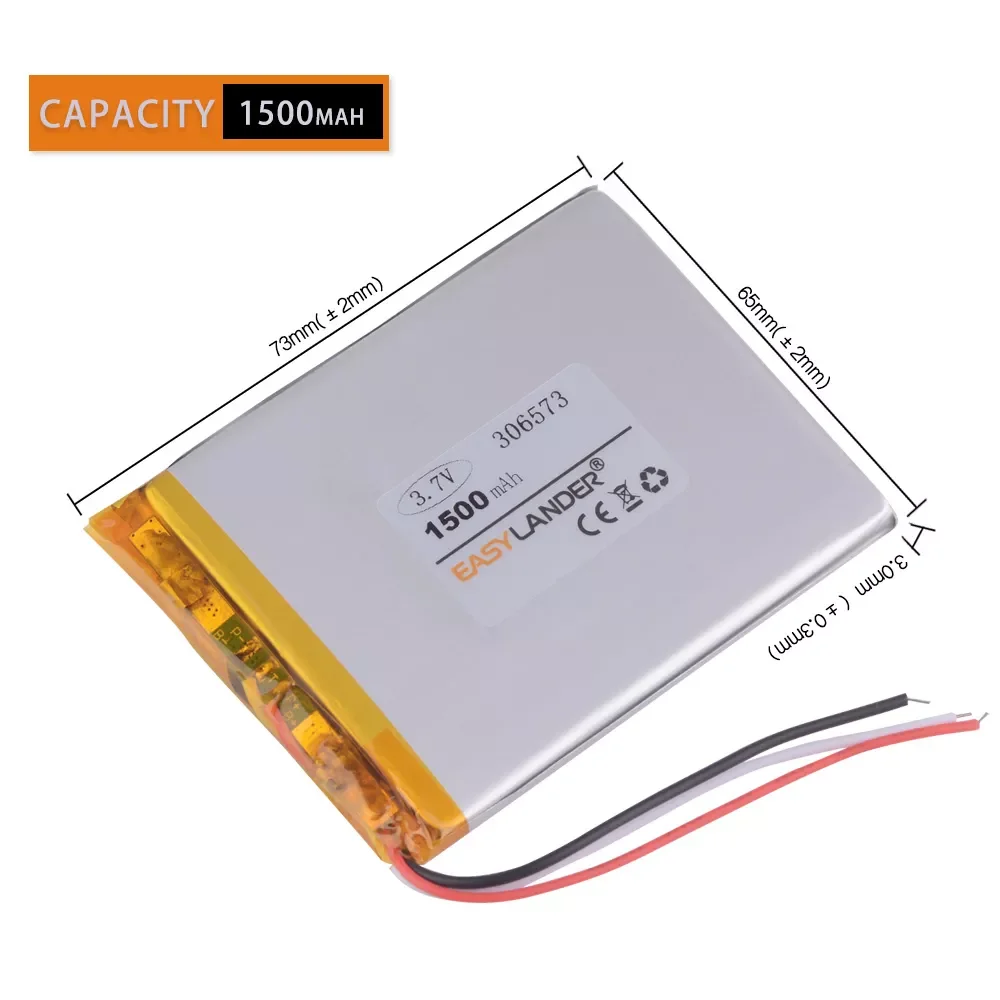 

3 line 306573 3.7V 1500mAh Lithium Polymer LiPo cells power For e-book gmini t6lhd lite digma r60g reader digma s665