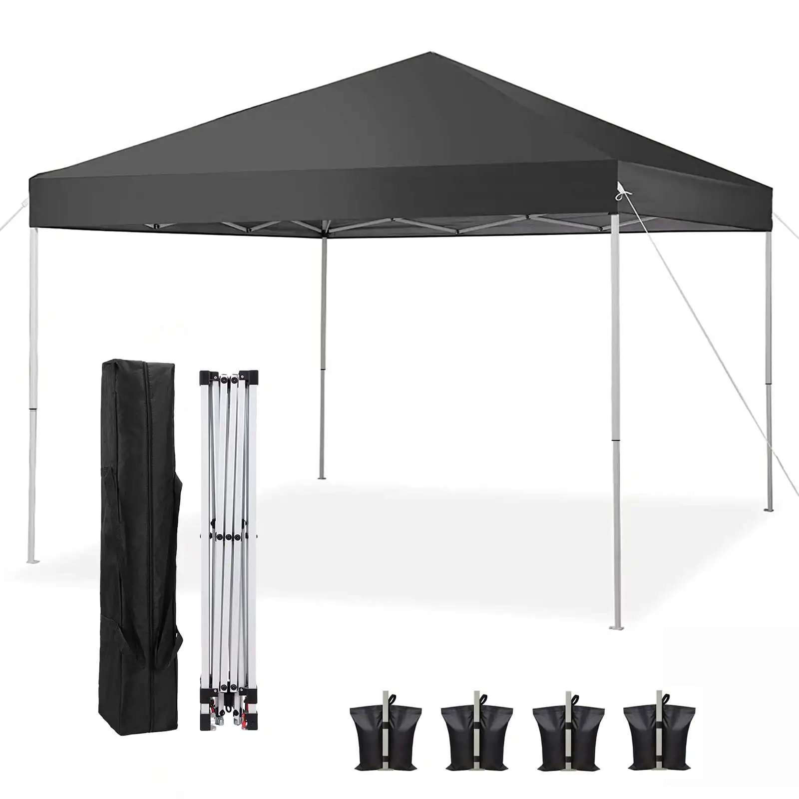 

SUIFT 10x10 Up Canopy Tent Instant Folding Canopy with 4 Weight Sandbags, Black