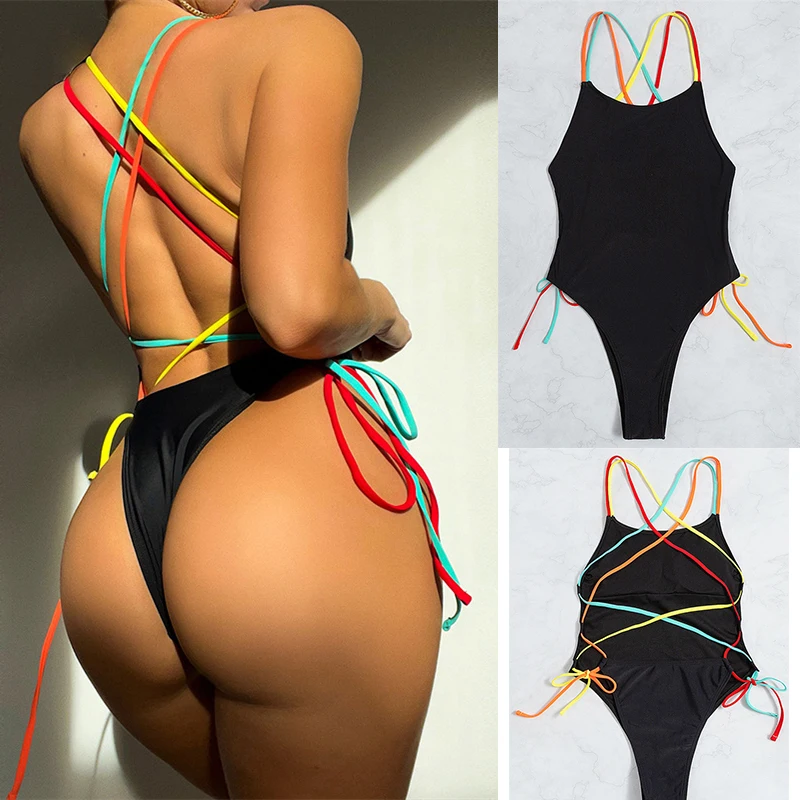 

Цельный купальник, сексуальный боди, комплект бикини с пуш-ап, облегающие комбинезоны с высокими штанинами, однотонные стринги, женская мод...