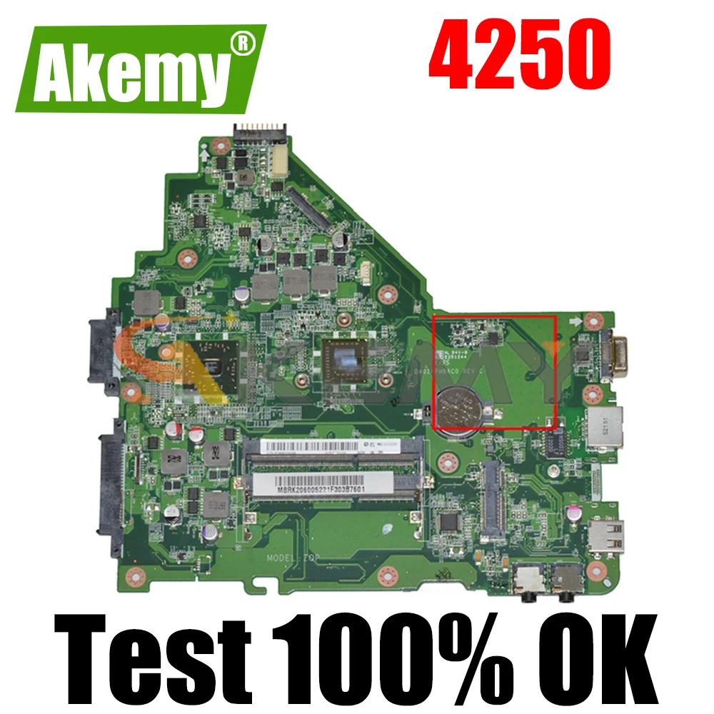 

AKEMY Laptop Motherboard for Acer aspire 4250 MBRK206005 DA0ZQPMB6C0 MAIN BOARD DDR3 with Processor onboard