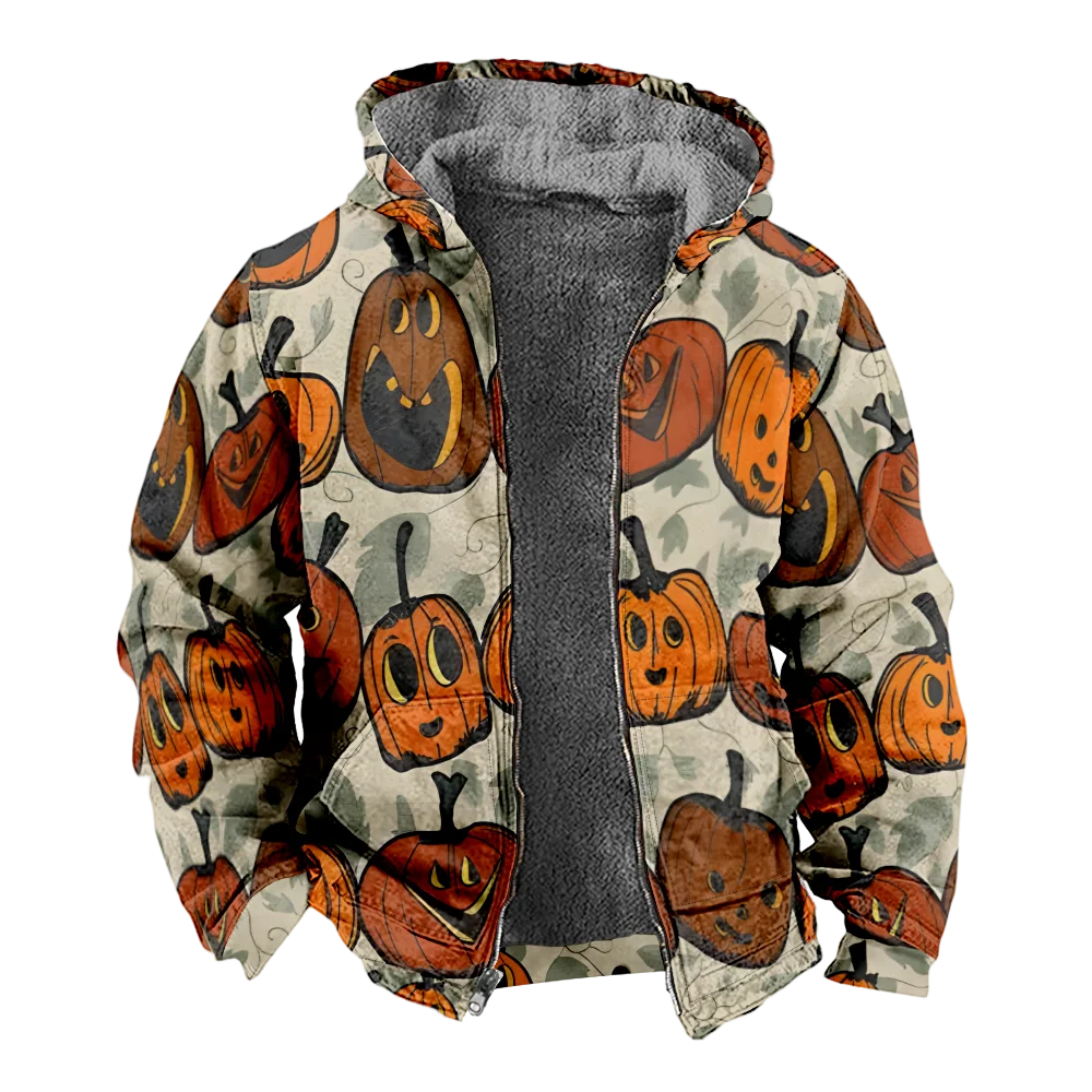 Мужские зимние куртки пальто хлопковая одежда с рисунком Хэллоуина спортивные