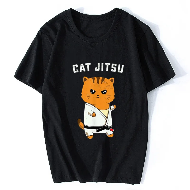 

Kawaii Jiu Jitsu Cat Funny BJJ or MMA Grappling TShirt Cute Women Men Tops Unisex Oversized T Shirt Ropa Hombre Camisetas