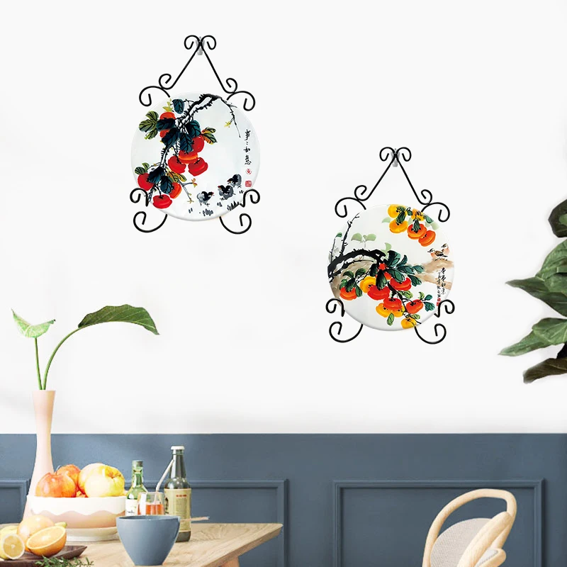 

Настенная вешалка для пластин, крючок для демонстрации картин, новый дизайн, украшение в виде лотоса, подставка для посуды, черный железный ...