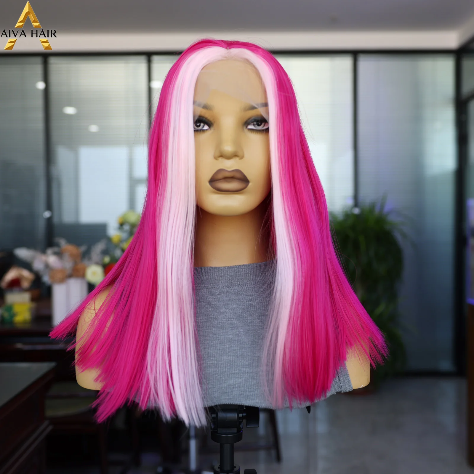 Aiva розовый красный синтетический 16-дюймовый парик средней длины модный прямой