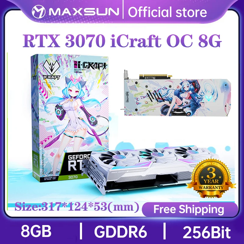 MAXSUN новые графические карты RTX 3070Ti 3070 icраф 8G GDDR6 GPU NVIDIA компьютер ПК 256bit PCI Express X16 4 0
