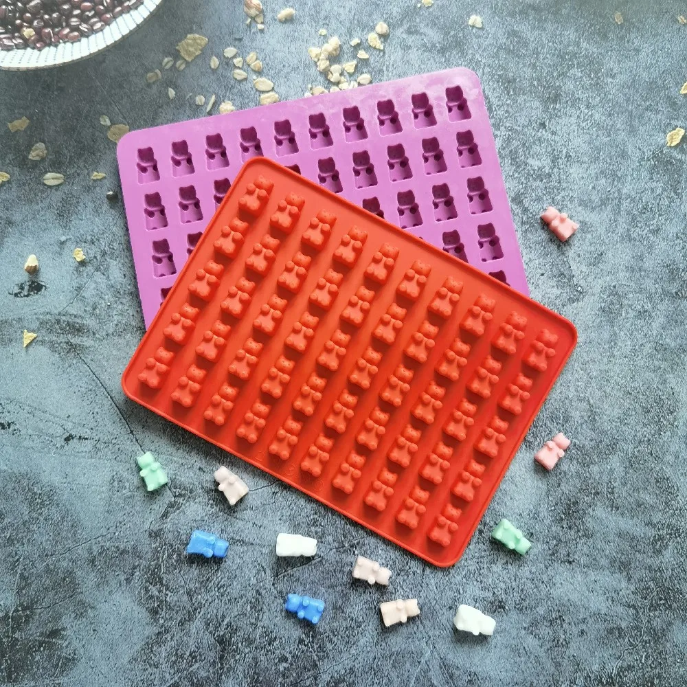 

Silicone mold 50 hole mini bear shaped chocolate mold DIY candy ice grid pudding cake decoration baking tool