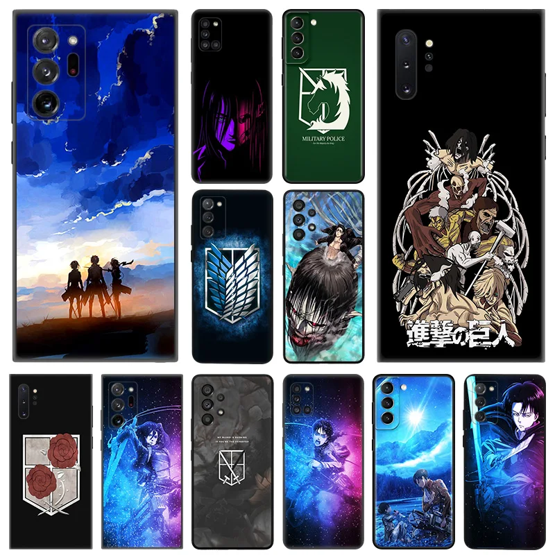 Phone Case for Samsung A35 5G A55 A02 A03 A04 A05 S8 S9 Note10 Plus 9 8 a05s a04e Attack on Titan Eren Soft Black Silicone Cover