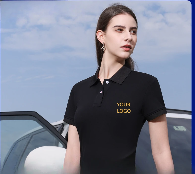 

100% Cotton Ladies Polo Shirt Advertising Culture Shirt Print Short Sleeve Custom Print Logo