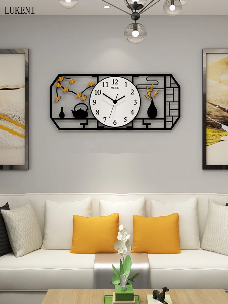 

New Chinese Clock Wall Clock Living Room Home Fashion Clock Creative Personality Chinese Style Decorative Quartz Clock
