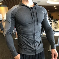 2022 men jacket hoodies long sleeve t shirts clothing gym sports running training suit for male bodybuilding quick drying zipper