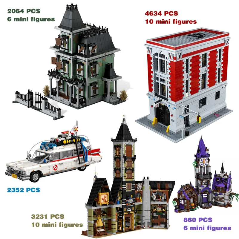 GHOSTBUSTERS ECTO1 Firehouse Headquarters Haunted House Mystery Mansion Compatible 75904 10228 10273 10274 75827 Building Blocks