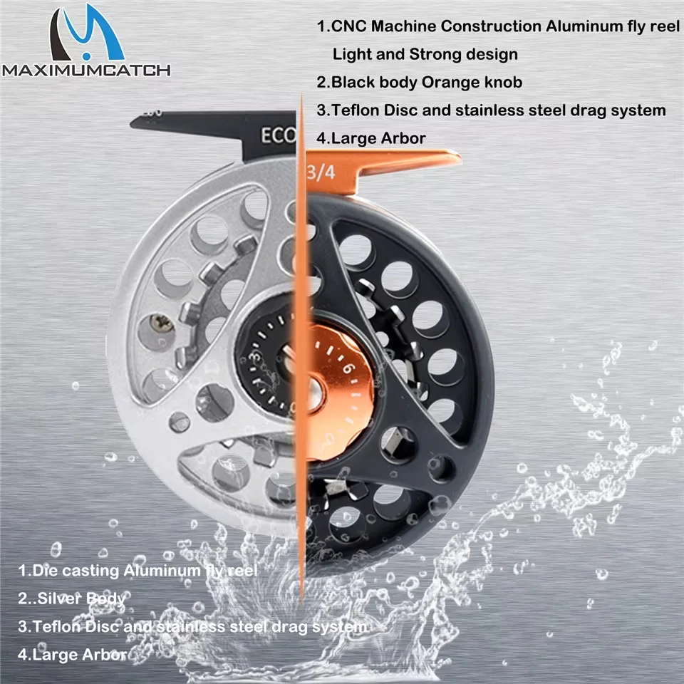 Фото MAXIMUMCATCH ECO Fly Reel — сверхлегкая большая алюминиевая оправка 2–8 Вт с ручным переключением |   Прецизионная обработанная катушка для ловли нахлыстом №4