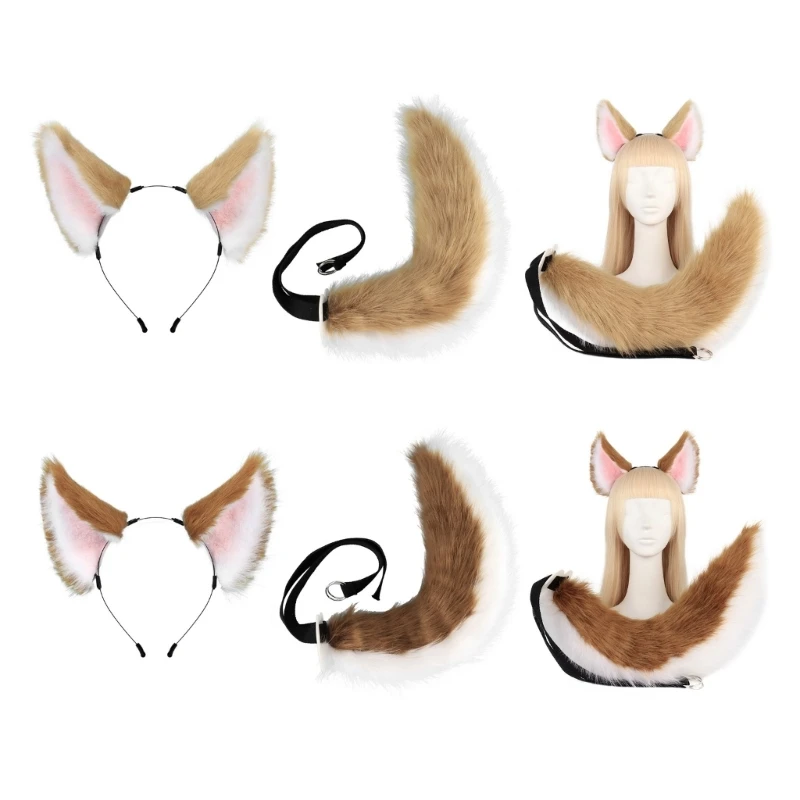 

MXMB набор кошачьих ушей и хвоста, Плюшевые Пушистые уши животных, повязка на голову, костюм для Хэллоуина
