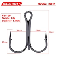 10pcslot 2 4 6 8 10 black fishing hook high carbon steel treble overturned hooks fishing tackle round bend treble for bass