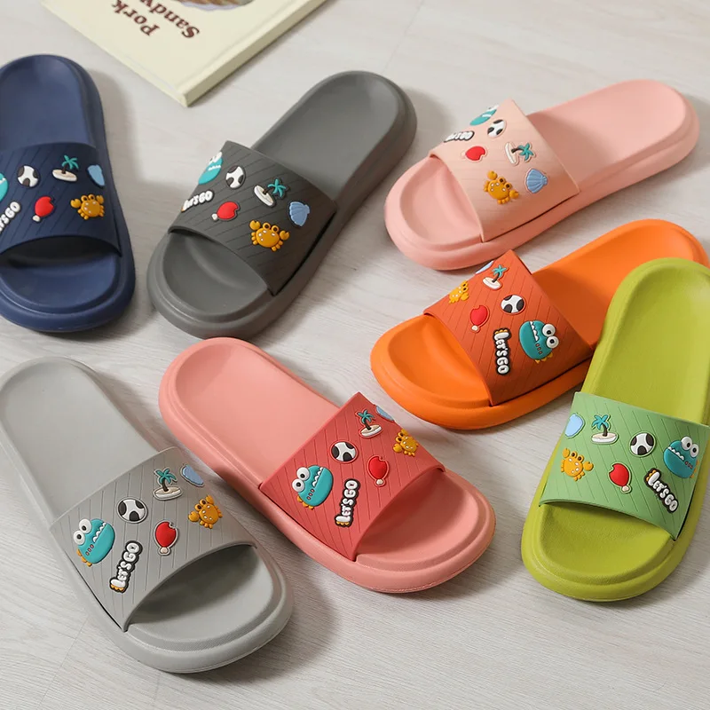 Summer Slippers Home Spot Non-Slip Cartoon Couple Slippers  Shoes for Women Wear-resistant Comfortable Fashion