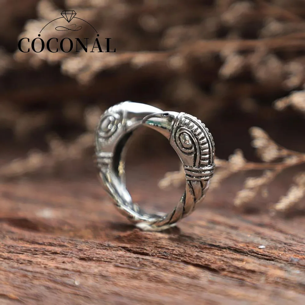 

COCONAL New Punk Style Design Crow Head Heart Shape Men's Open Ring Hip-Hop Rock Trend Party Personalized Finger Ring Jewelry