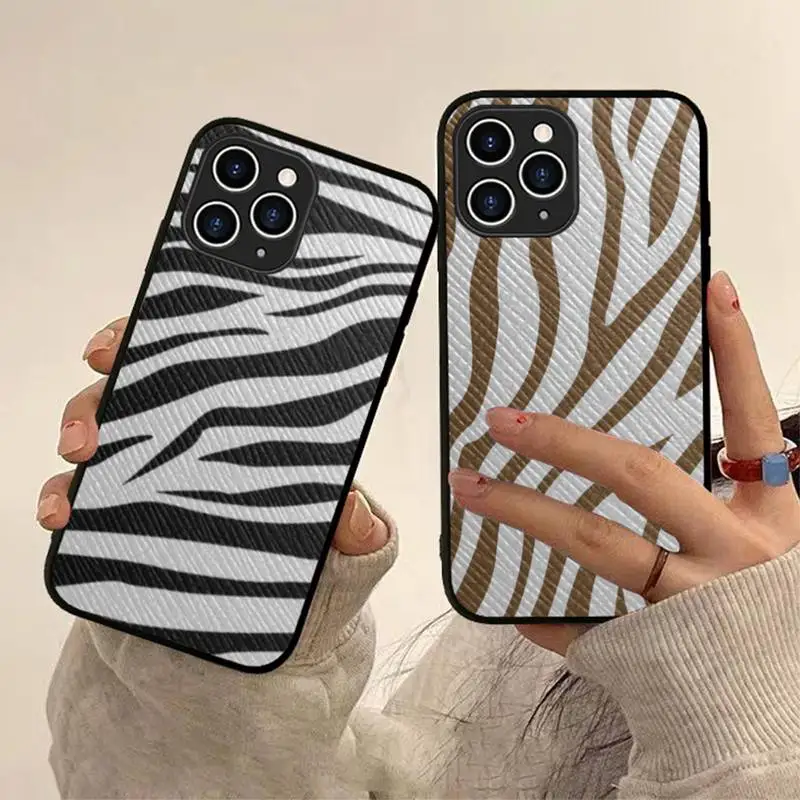 

MaiYaCa Zebra Pattern Phone Case Hard Leather Case for iPhone 11 12 13 Mini Pro Max 8 7 Plus SE 2020 X XR XS Coque