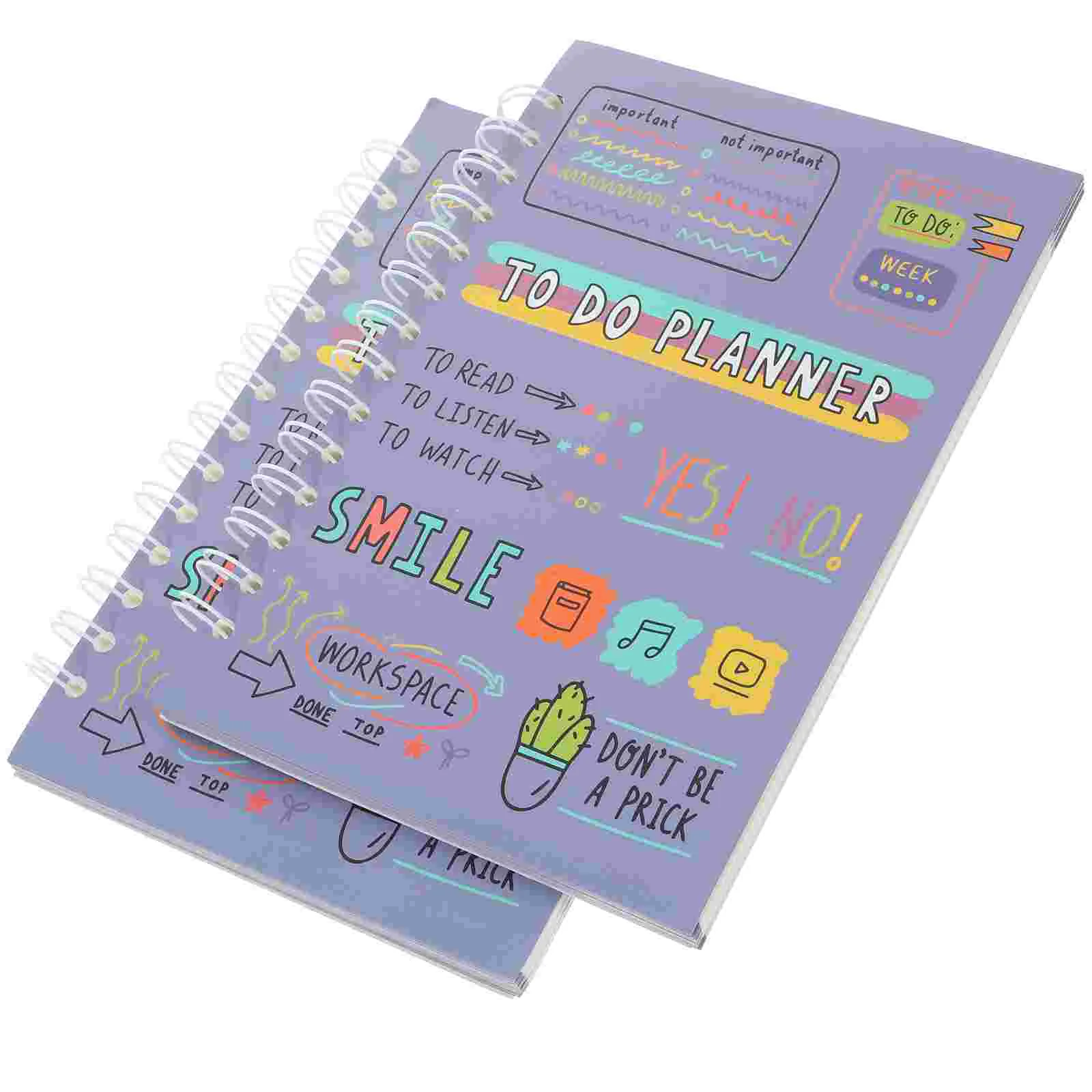 

2Pcs Spiral Notebook Multi-use Notepad Undated Notepad English Planning Notebook for Students