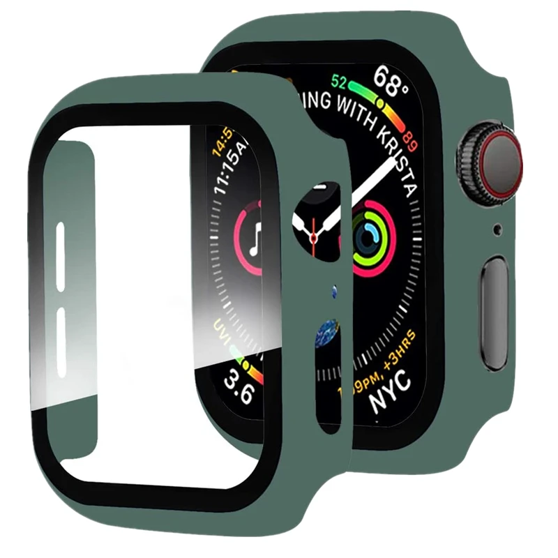

2 In 1 Case for Apple Watch Series 7 45mm 41mm Screen Protector Armor for Apple Watch SE 6 5 4 40mm 44mm IWatch Tempered Glass