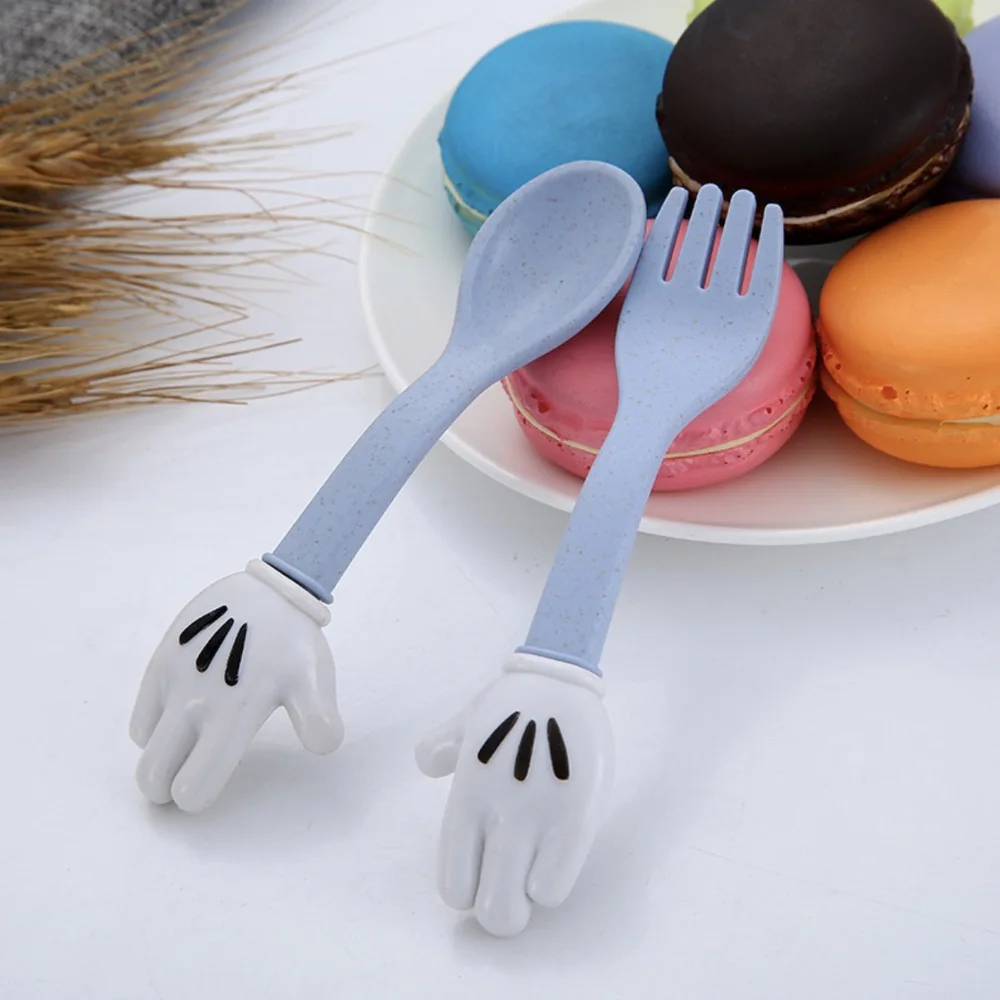 Набор посуды Kawaii детские столовые приборы в форме ладони Микки Мауса из