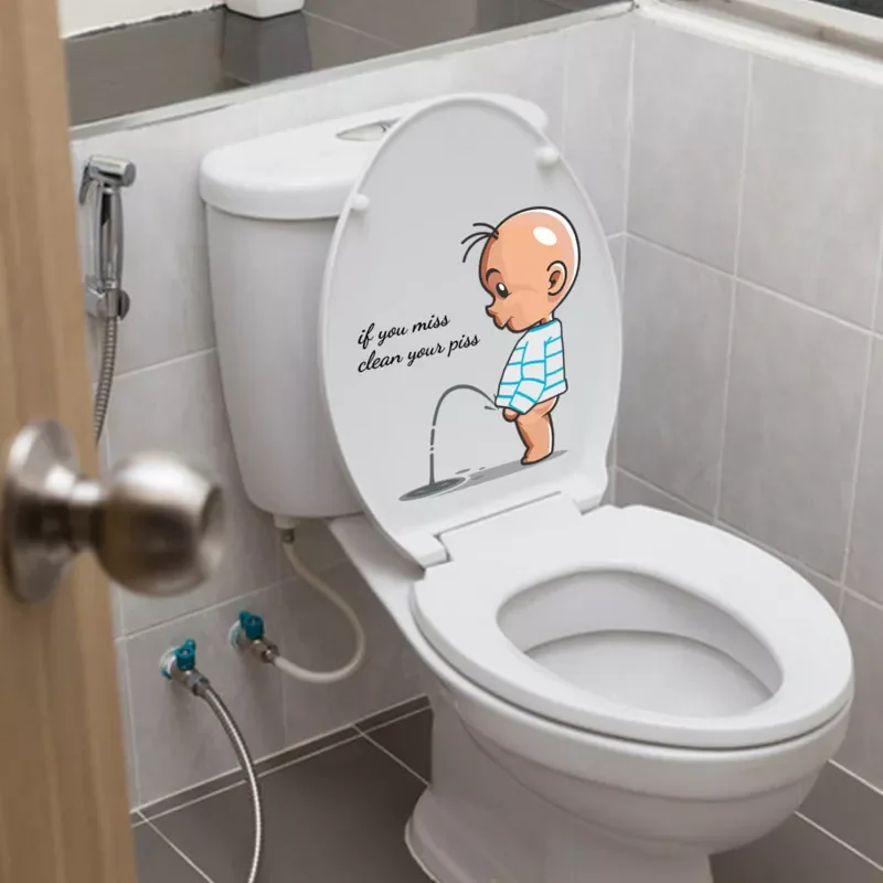 

Toilet Warning Toilet Stickers Child Urination Toilet Lid Decoration Creative Self-adhesive Removable Wall Toilet Stickers