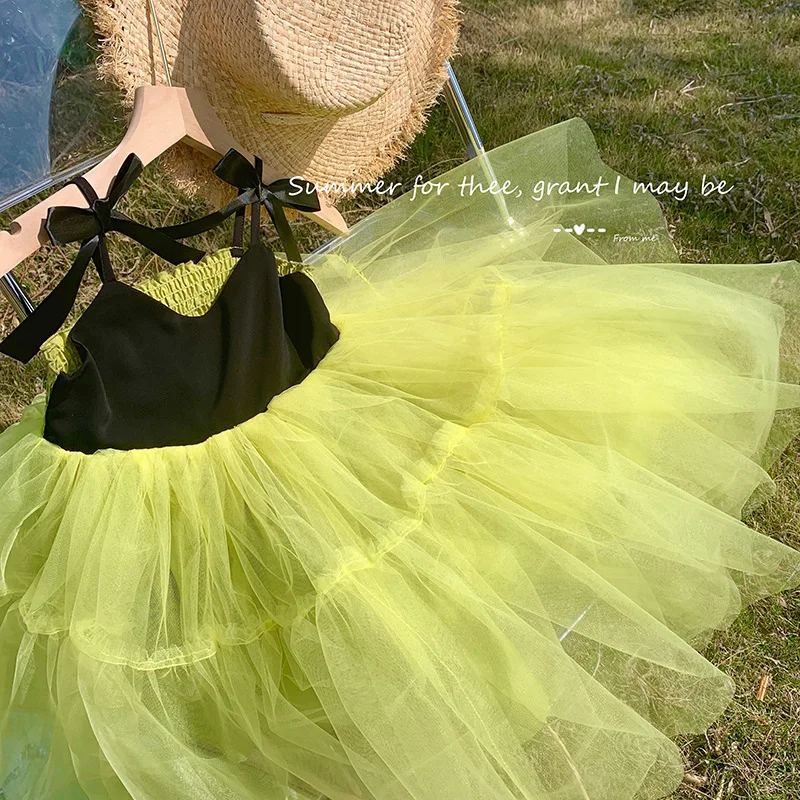 

Patchwork Summer Girls Kids Years Bow Fashion 2-7 Girls Korean Dress Clothes Dresses 2023