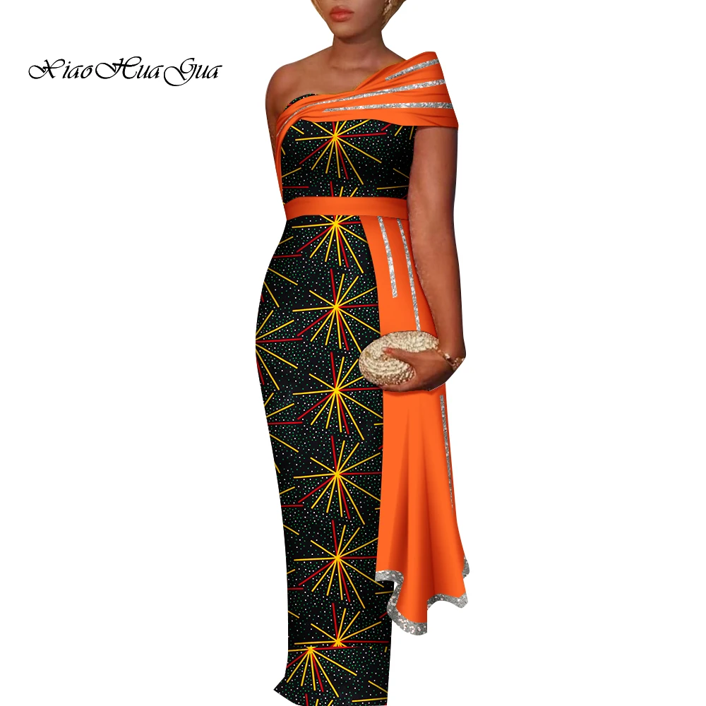 Traditional Dresses for Women Party Wedding African Print Dashiki Dress Long Off Shoulder African Dresses for Women Wy9526
