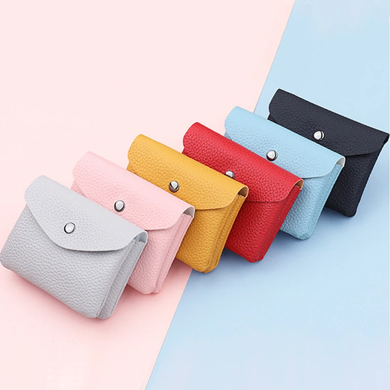 

Women's Wallet Portable Fashion PU Leather Multi-card Bit Card Holder Solid Color Short Coin Purse Mini Clutch for Female