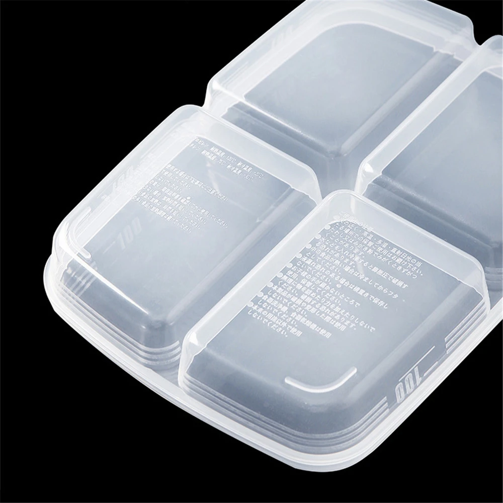 4 Grids Food Preparation Storage Box Compartment Refrigerator Freezer Organizers Sub-Packed Meat Onion Ginger Dishes Crisper