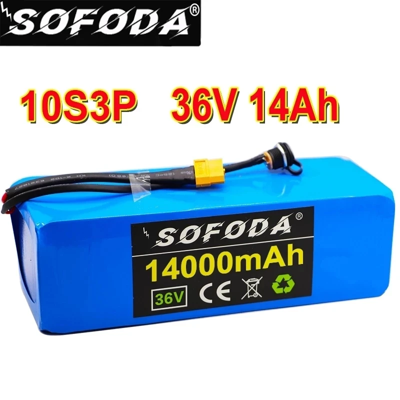 

100% New 36V battery 10S3P 14Ah 18650 lithium battery pack 42V Ebike electric bicycle built-in 30A BMS and fuse device 200W-700W