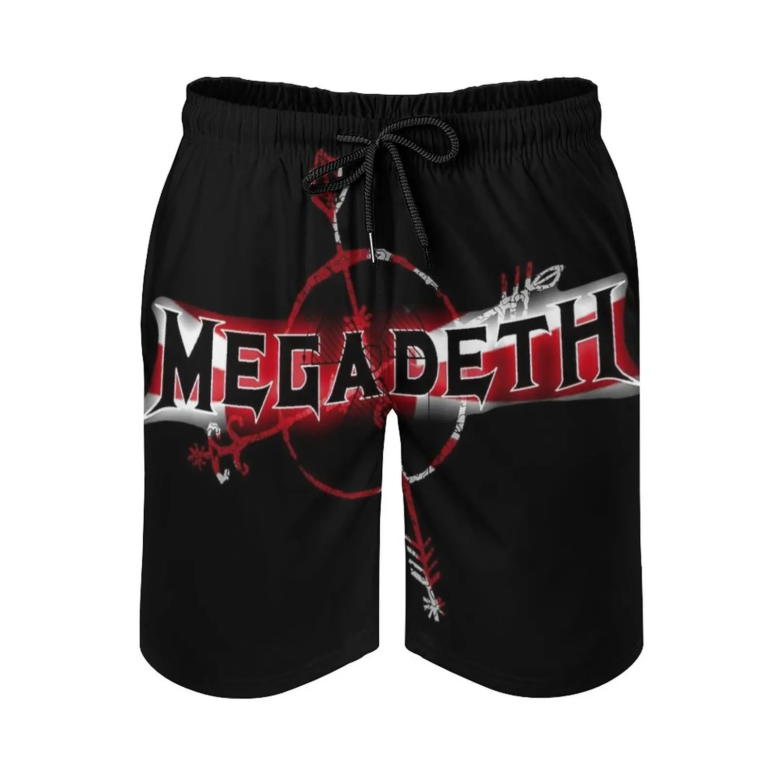 

Mega Die Old School Logo Men's Swim Trunks Sports Shorts Beach Trunks Surfing Pockets And Mesh Lining Band Music Band Band Band