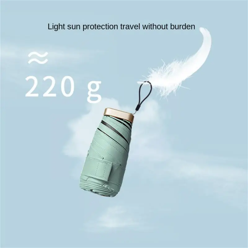 

Sunscreen Umbrella 14cm Womens Dual-userainproof Rotating Sun Protection Folding Rain Gear Portable Flat Umbrella Aluminum Vinyl