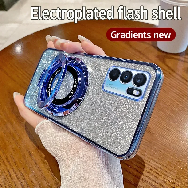 Чехол для OPPO Reno 6 Pro 5G CPH2249 гальваническое покрытие блестящая задняя крышка