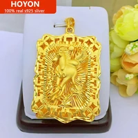 hoyon 18k gold color true pure mens pendant horse pattern jewelry that means career success for wedding gift for boyfriend box