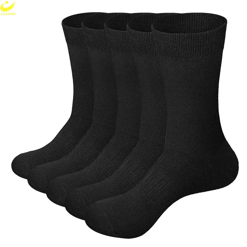 

LAZAWG 5 Pair Men's Bamboo Fiber Socks Harajuku Retro Breathable Business Man Socks Black Long Sock Deodorant Gift