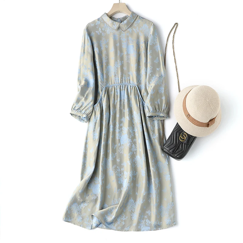 

Женское платье из шелка и вискозы, однотонный жаккардовый пуловер с длинным рукавом и шнуровкой в повседневном стиле