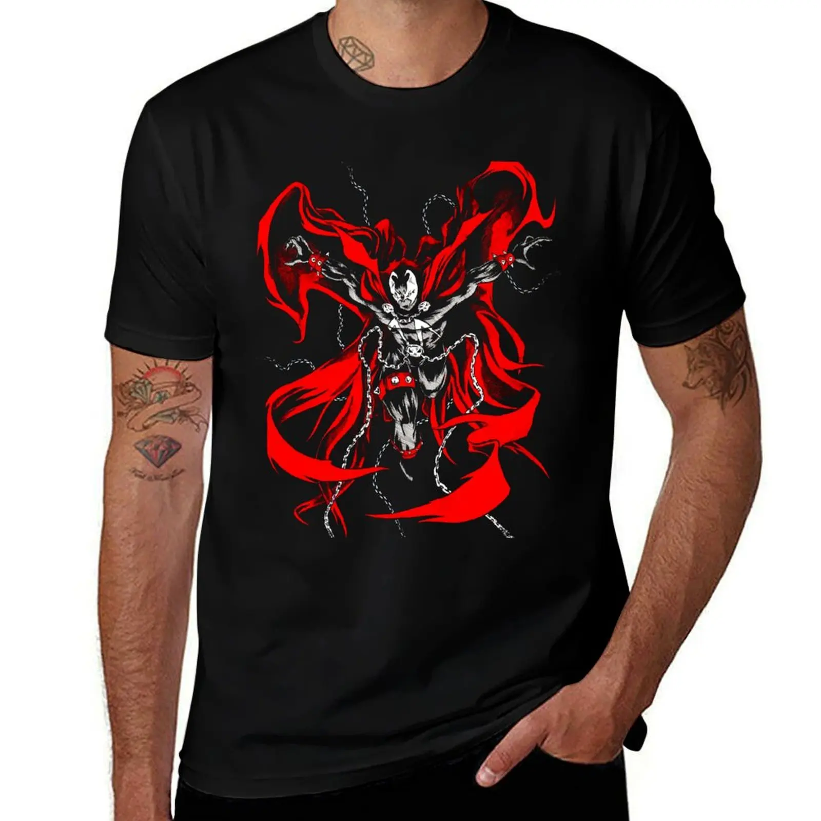 Фото Футболка Hellspawn, мужские футболки с рисунком, мужская футболка из плотного хлопка №1