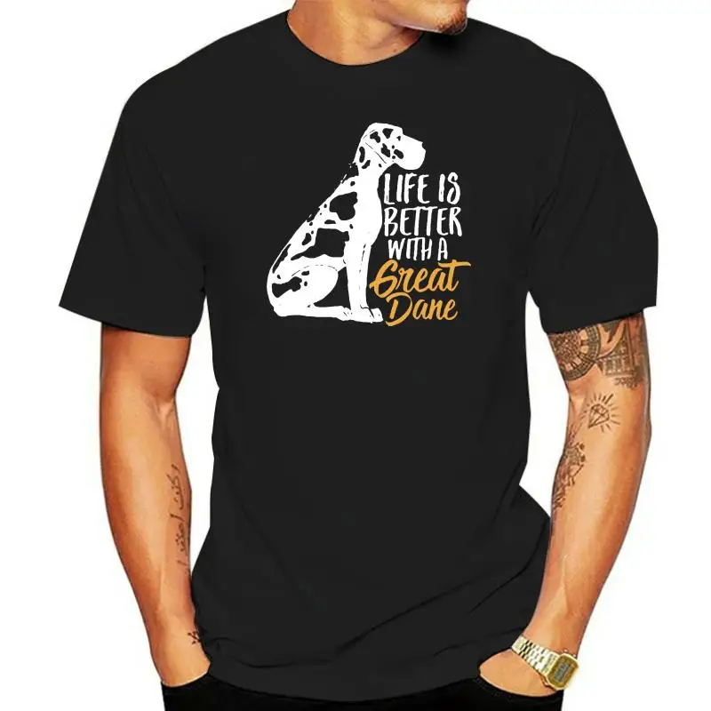 

Мужская футболка с надписью Life Is Better with a Great Dan I Love My Dog, Повседневная футболка с коротким рукавом и круглым вырезом