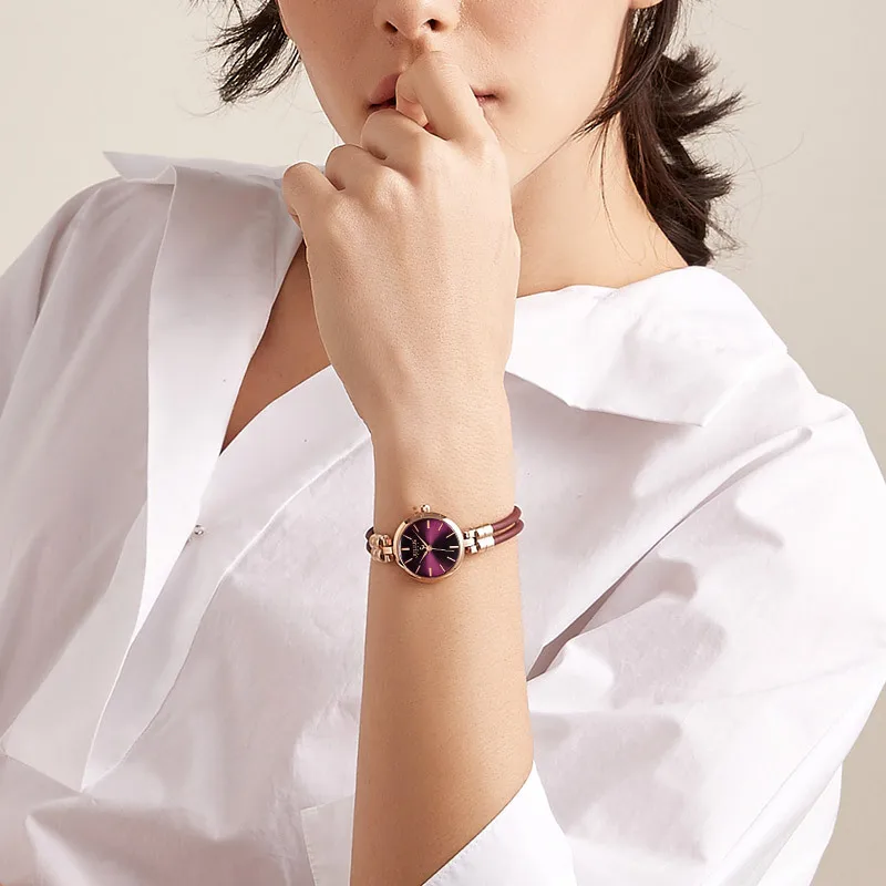 New Style Temperament Fashion Watch Double Tape Female Student Quartz Watches Simple Rose Gold Mesh Luxury Rose Quartz Bangle enlarge
